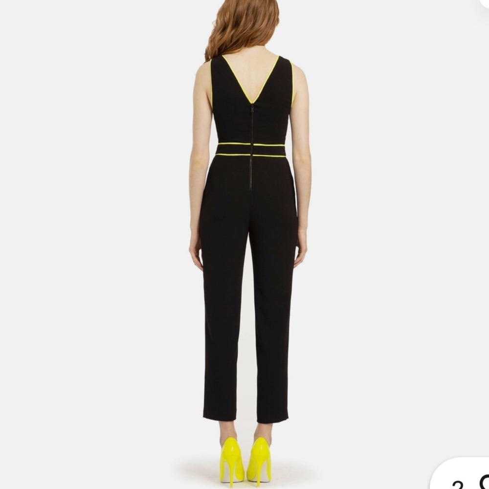 Alice + Olivia Black Jeri Neon Straight Leg Jumpsuit (size 2) - Picture 2 of 11